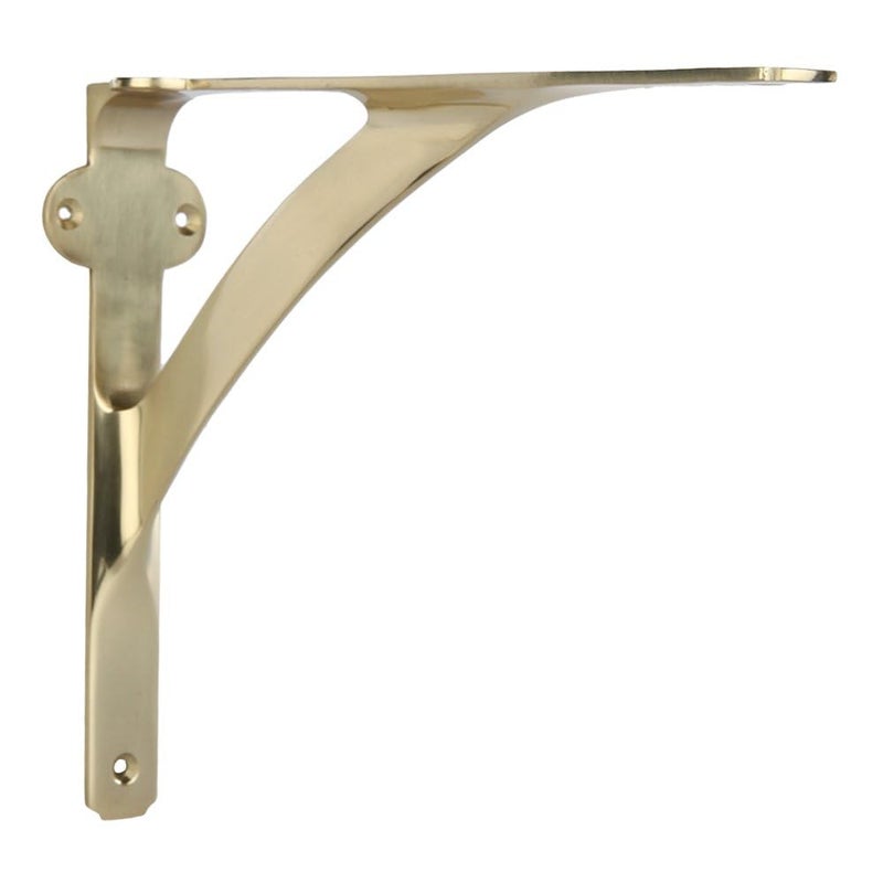 A29 Set of 2 Shelf Brackets for 6", 8", 10" Shelves - Polished Brass Finish - 7.88" X 5.88" Heavy Duty Brass L Brackets for Wall Shelves Hardware Included, - Image 4